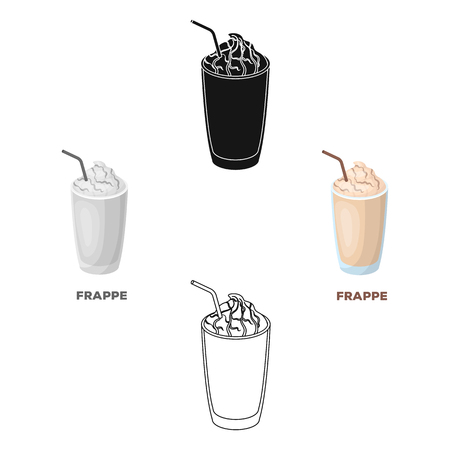 A glass of frappe.Different types of coffee single icon in cartoon style vector symbol stock illustration web.のイラスト素材