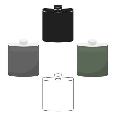 Hip flask icon in cartoon style isolated on white background. Hunting symbol stock vector illustration.のイラスト素材