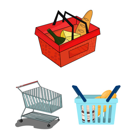 Isolated object of basket and wicker symbol. Collection of basket and market vector icon for stock.のイラスト素材