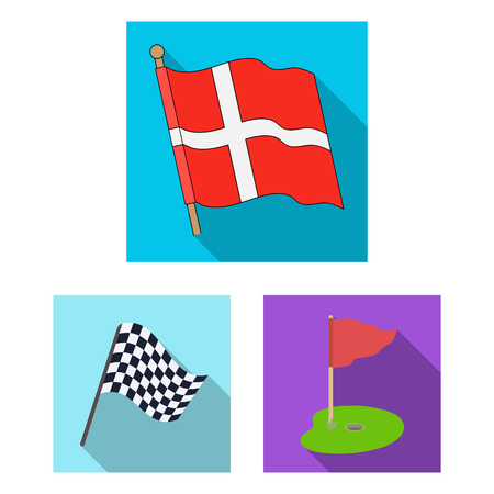 Vector illustration of world and flag logo. Collection of world and ribbon vector icon for stock.のイラスト素材