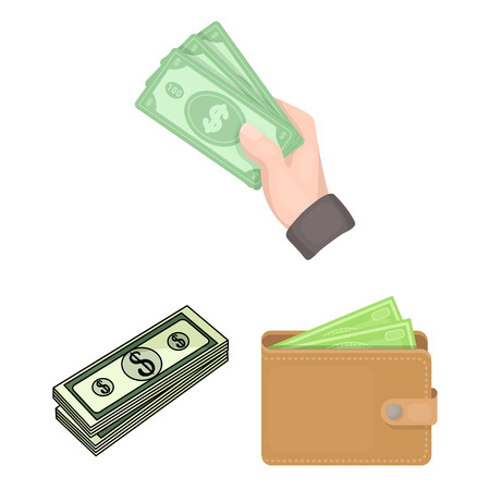 Isolated object of cash and currency logo. Collection of cash and stack stock symbol for web.のイラスト素材
