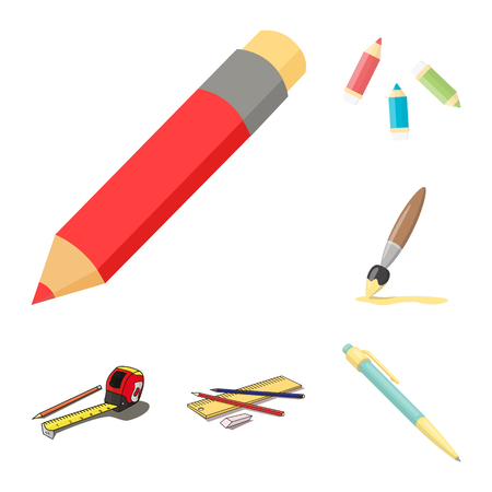 Isolated object of pencil and sharpen sign. Collection of pencil and color stock vector illustration.のイラスト素材