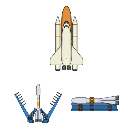 Vector illustration of spaceship and ship logo. Collection of spaceship and station vector icon for stock.のイラスト素材