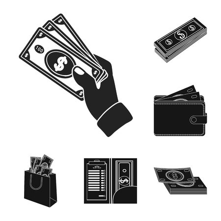 Vector illustration of cash and currency icon. Set of cash and stack stock symbol for web.のイラスト素材