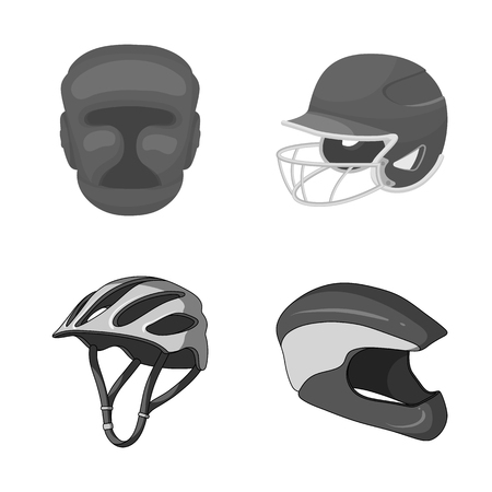 Vector illustration of helmet and sport sign. Set of helmet and moto stock vector illustration.のイラスト素材