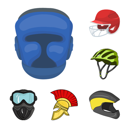 Vector illustration of helmet and sport logo. Collection of helmet and moto vector icon for stock.のイラスト素材