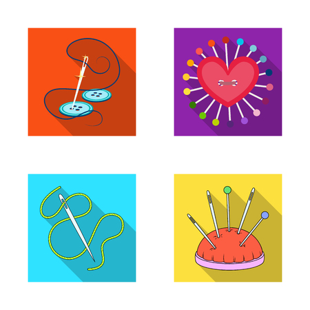 Isolated object of pin and sewing logo. Collection of pin and sketch vector icon for stock.のイラスト素材