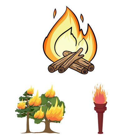 Vector design of fire and flame logo. Set of fire and fireball vector icon for stock.のイラスト素材