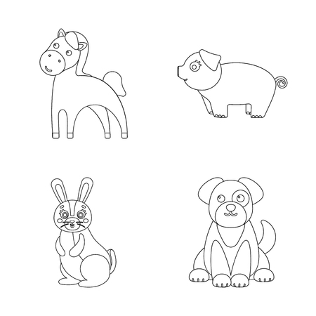 Vector illustration of animal and habitat icon. Set of animal and farm vector icon for stock.のイラスト素材
