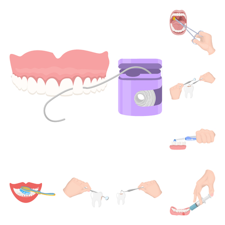 Vector design of tooth and happy sign. Set of tooth and whitening stock vector illustration.のイラスト素材
