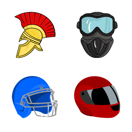 Vector illustration of helmet and sport symbol. Set of helmet and moto stock symbol for web.のイラスト素材