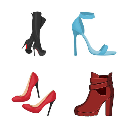 Vector illustration of heel and high symbol. Set of heel and stiletto stock vector illustration.のイラスト素材