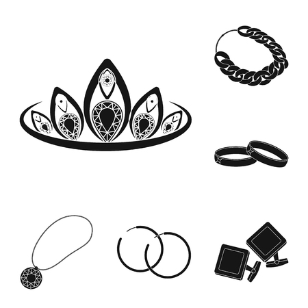 Vector illustration of jewelery and necklace sign. Collection of jewelery and pendent vector icon for stock.のイラスト素材