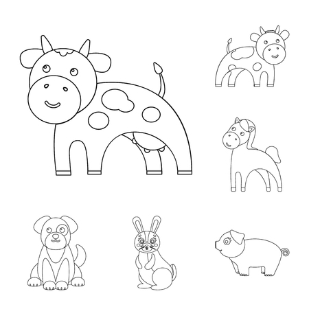 Isolated object of animal and habitat sign. Collection of animal and farm stock symbol for web.のイラスト素材
