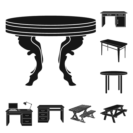 Vector design of  and table  logo. Set of  and  wooden  stock symbol for web.のイラスト素材