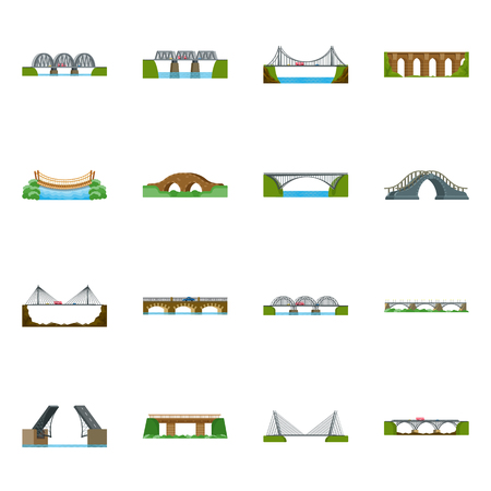 Vector illustration of bridgework and bridge sign. Set of bridgework and landmark vector icon for stock.のイラスト素材