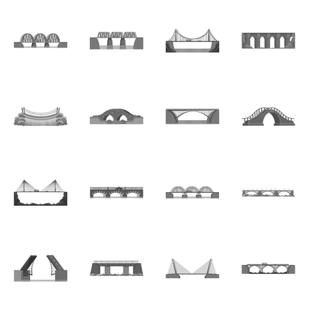 Isolated object of bridgework and bridge sign. Set of bridgework and landmark vector icon for stock.のイラスト素材