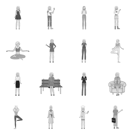 Vector design of woman and body symbol. Collection of woman and style stock symbol for web.のイラスト素材