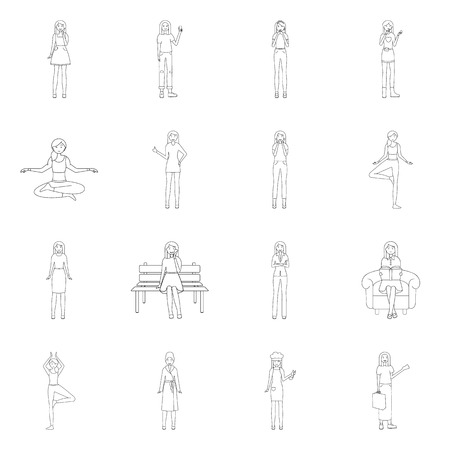 Isolated object of woman and body sign. Collection of woman and style stock symbol for web.のイラスト素材