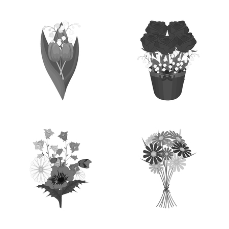 Vector design of spring and wreath symbol. Set of spring and blossom stock vector illustration.のイラスト素材