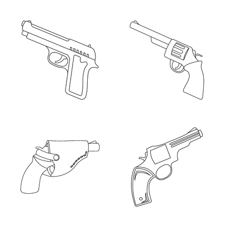 Vector design of revolver and pistol sign. Collection of revolver and trigger stock vector illustration.のイラスト素材