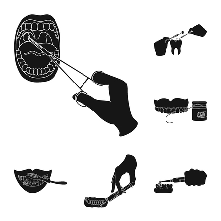 Isolated object of tooth and happy sign. Collection of tooth and whitening stock symbol for web.のイラスト素材