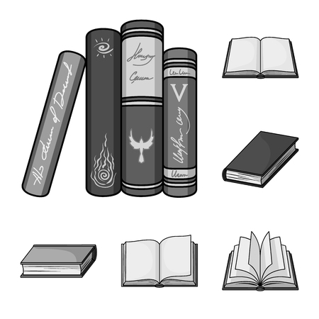 Vector design of library and textbook icon. Set of library and school stock symbol for web.のイラスト素材