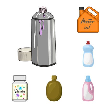 Vector illustration of plastic and container sign. Set of plastic and packaging vector icon for stock.のイラスト素材