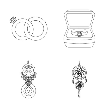 Vector design of jewelery and necklace sign. Set of jewelery and pendent vector icon for stock.のイラスト素材