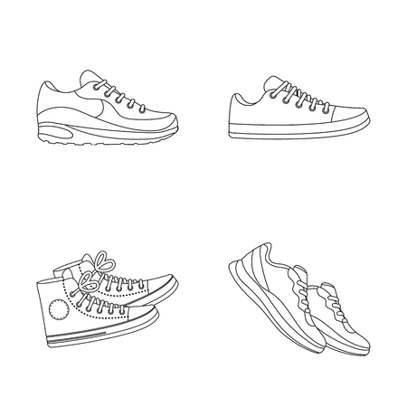 Vector illustration of shoe and sport symbol. Set of shoe and fitness vector icon for stock.のイラスト素材