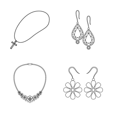 Isolated object of jewelery and necklace icon. Set of jewelery and pendent vector icon for stock.のイラスト素材