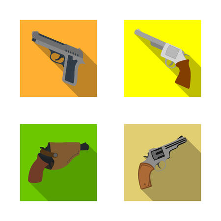 Isolated object of revolver and pistol symbol. Collection of revolver and trigger vector icon for stock.のイラスト素材