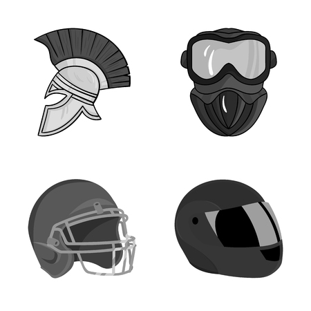 Vector illustration of helmet and sport icon. Collection of helmet and moto vector icon for stock.のイラスト素材