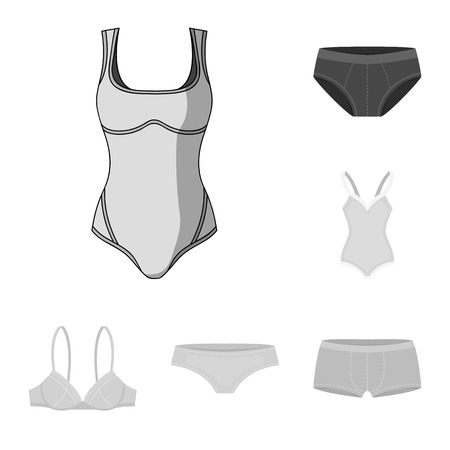 Vector illustration of bikini and fashion sign. Collection of bikini and swimsuit stock symbol for web.のイラスト素材