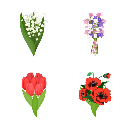 Vector design of spring and wreath logo. Set of spring and blossom stock vector illustration.のイラスト素材