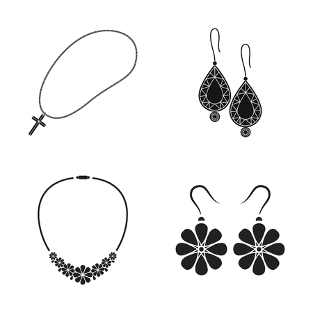 Isolated object of jewelery and necklace sign. Set of jewelery and pendent stock symbol for web.のイラスト素材