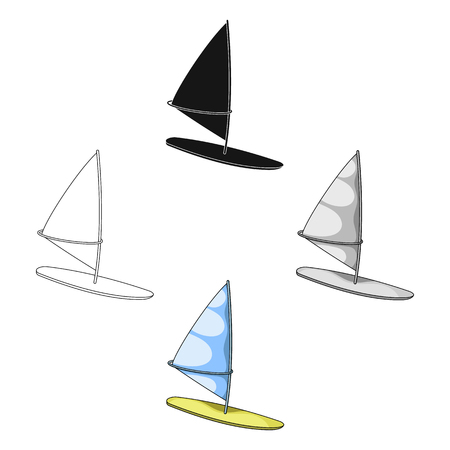Surfing with a sail.Extreme sport single icon in cartoon style vector symbol stock illustration web.のイラスト素材