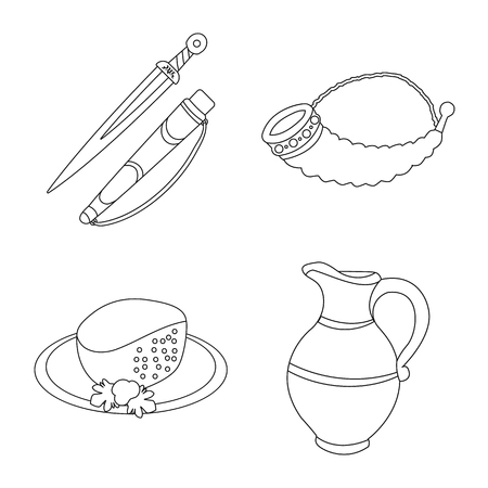 Isolated object of traditions and national symbol. Collection of traditions and sightseeing stock vector illustration.のイラスト素材