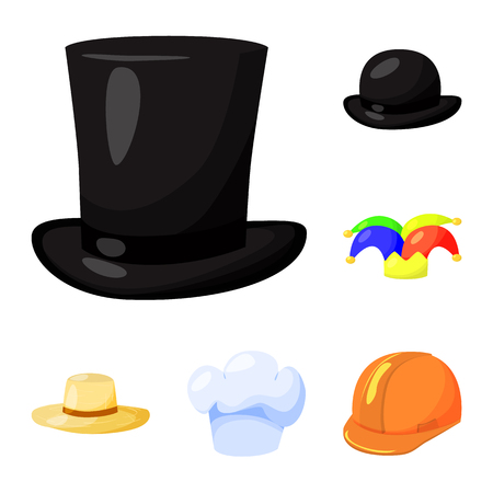 Vector illustration of headgear and napper symbol. Collection of headgear and helmet stock symbol for web.のイラスト素材