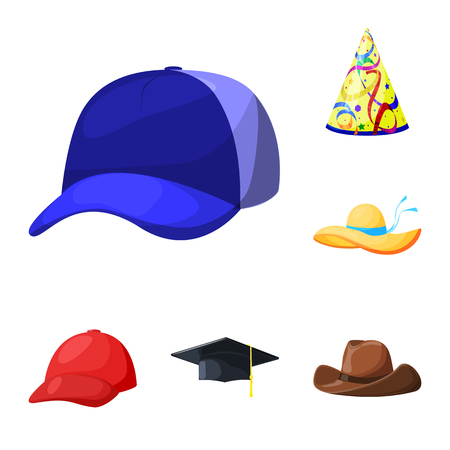 Isolated object of headgear and napper icon. Set of headgear and helmet stock symbol for web.のイラスト素材