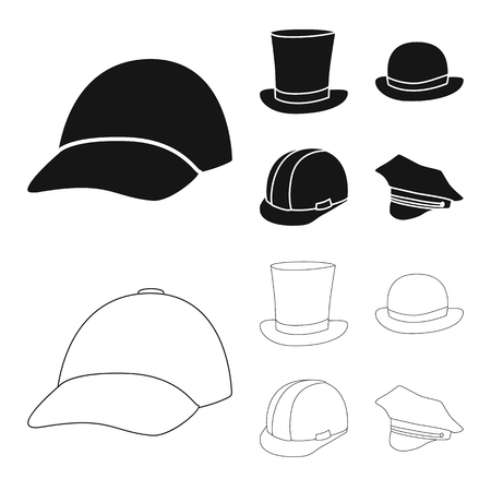 Vector illustration of clothing and cap symbol. Collection of clothing and beret stock symbol for web.のイラスト素材