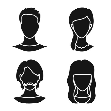 Isolated object of character and profile icon. Collection of character and dummy stock vector illustration.のイラスト素材