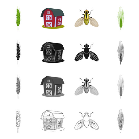Isolated object of agriculture and farming icon. Collection of agriculture and plant  stock symbol for web.のイラスト素材