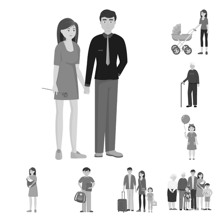 Isolated object of face  and portrait symbol. Set of face  and happy  vector icon for stock.のイラスト素材