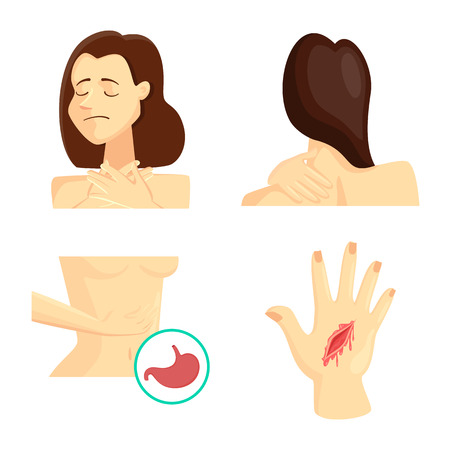 Vector illustration of pain and disease sign. Set of pain and injury stock symbol for web.のイラスト素材