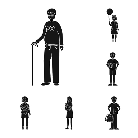 Isolated object of face  and portrait logo. Set of face  and people stock symbol for web.のイラスト素材