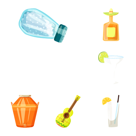 Vector illustration of Mexico and tequila icon. Set of Mexico and fiesta stock vector illustration.のイラスト素材