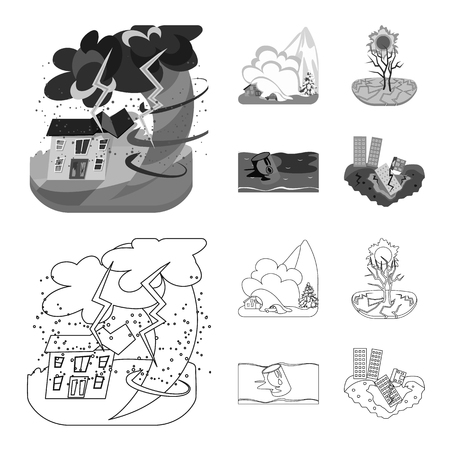 Isolated object of weather and distress symbol. Collection of weather and crash vector icon for stock.のイラスト素材