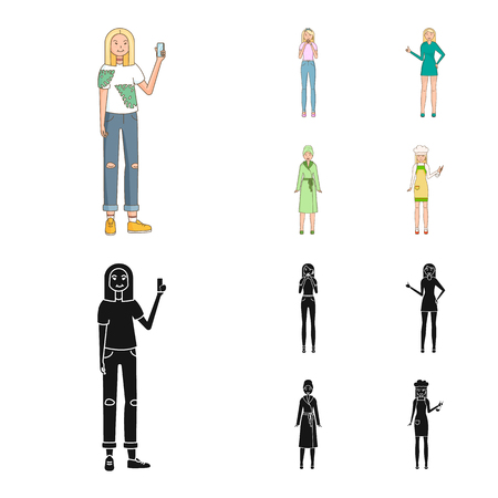 Isolated object of posture and mood symbol. Collection of posture and female stock symbol for web.のイラスト素材
