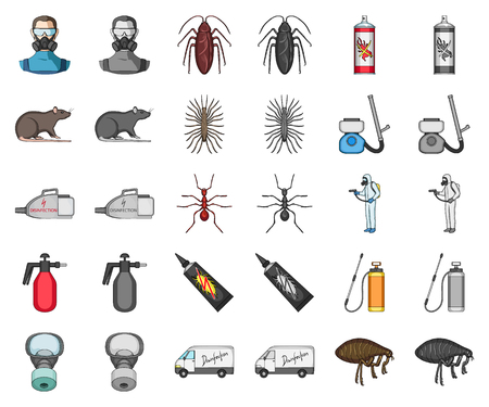 Pest, poison, personnel and equipment cartoon,monochrom icons in set collection for design. Pest control service vector symbol stock web illustration.のイラスト素材